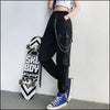 Pantalon cargo noir avec chaîne