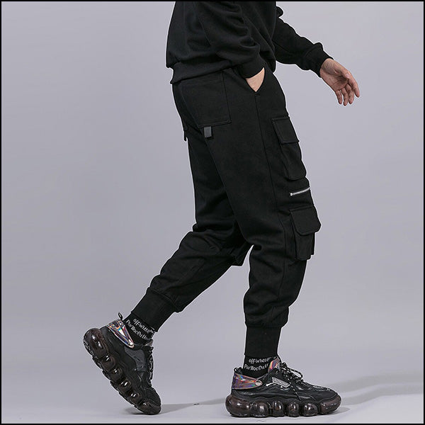 Pantalon cargo noir coton homme