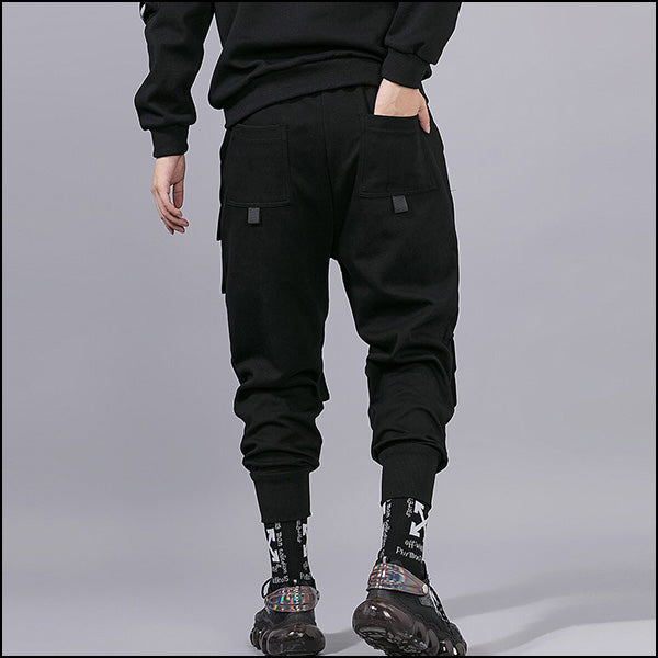 Pantalon cargo noir coton homme