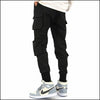 Pantalon cargo noir coupe droite