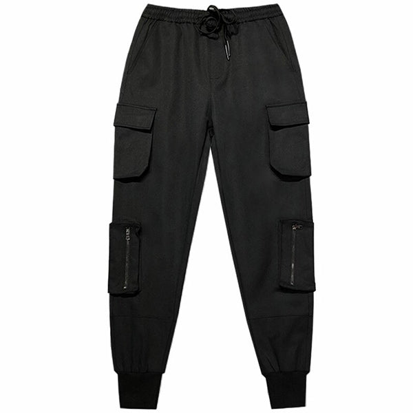 Pantalon cargo noir coupe droite