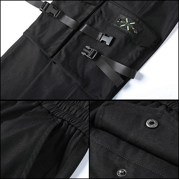 Pantalon cargo noir femme droit