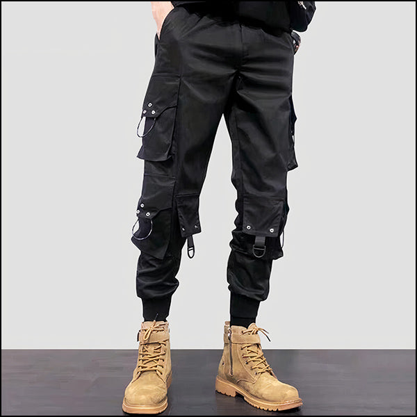 Pantalon cargo noir homme coupe droite