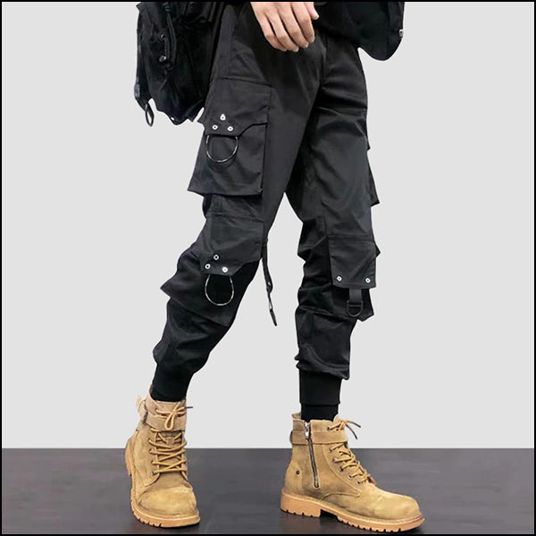 Pantalon cargo noir homme coupe droite