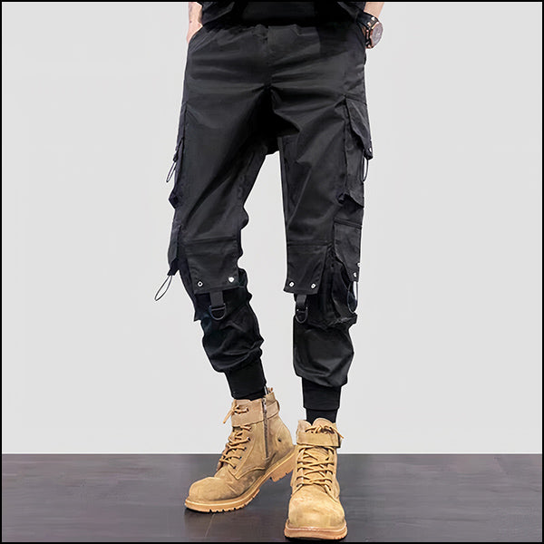 Pantalon cargo noir homme coupe droite