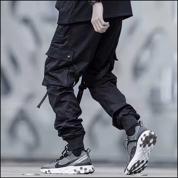 Pantalon cargo noir homme large