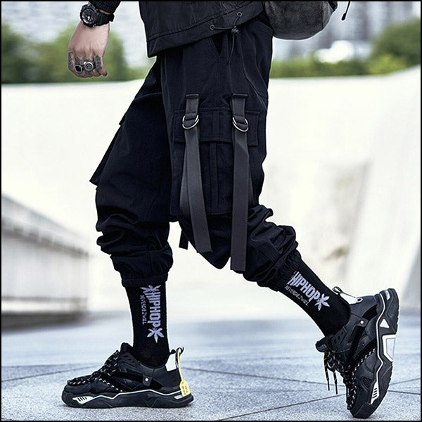 Pantalon cargo noir large