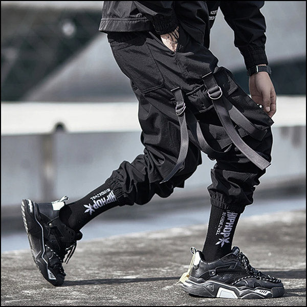 Pantalon cargo noir large