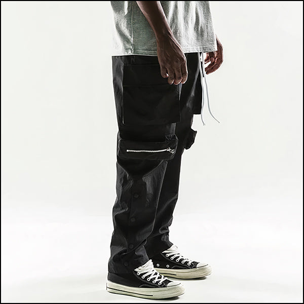 Pantalon cargo noir large homme
