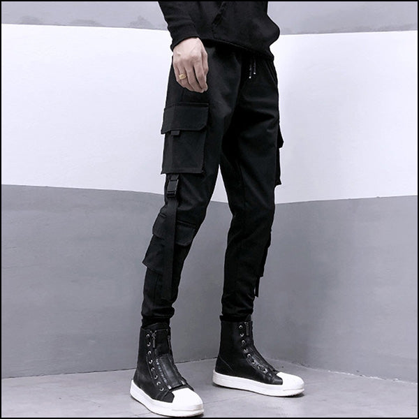 Pantalon cargo noir slim homme
