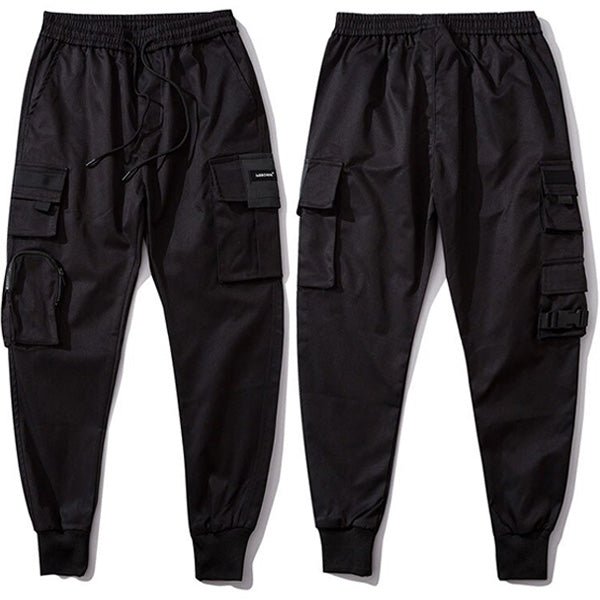 Pantalon cargo satiné noir