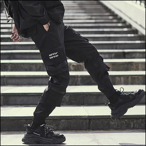 Pantalon cargo tactique large noir