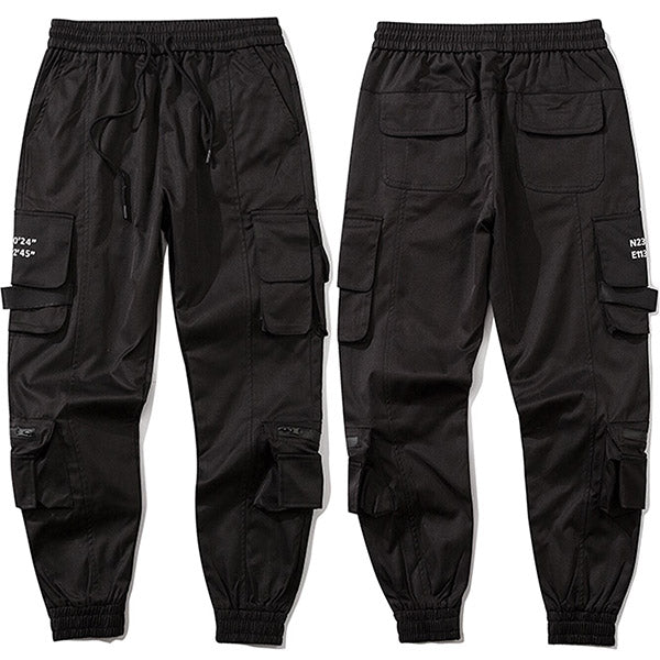 Pantalon cargo tactique large noir