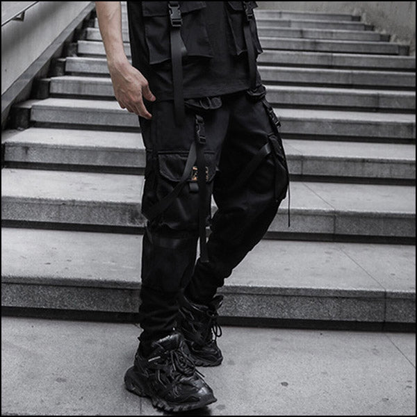 Pantalon cargo tactique poches noir