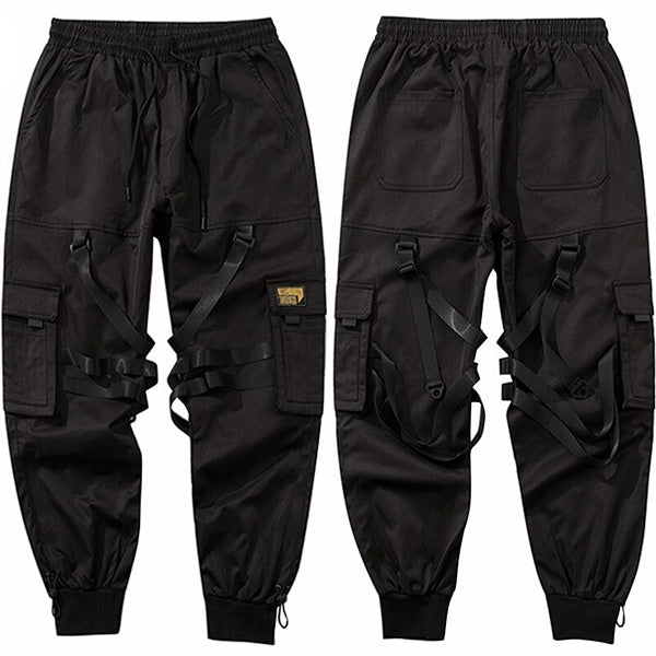 Pantalon large noir style cargo