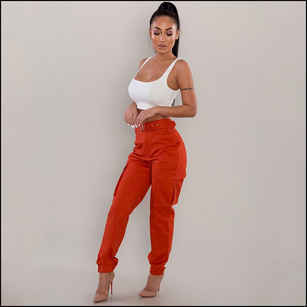 Pantalon militaire femme rouge