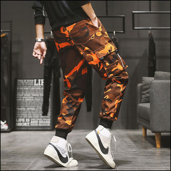Pantalon militaire orange homme