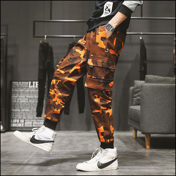 Pantalon militaire orange homme