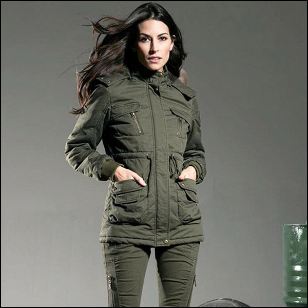 Parka vert militaire femme