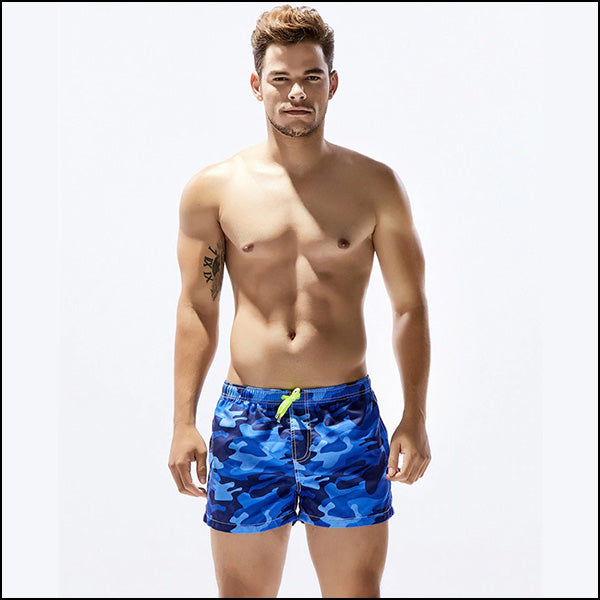 Short de bain camouflage bleu