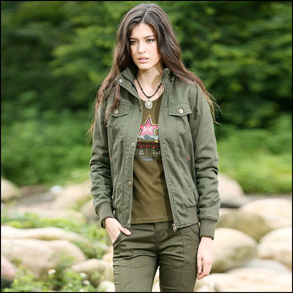 Veste vert kaki militaire femme