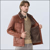 Blouson aviateur cuir marron homme