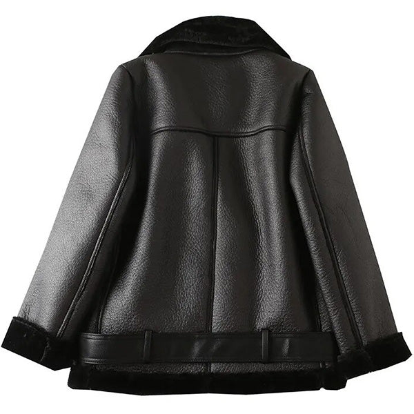 Blouson aviateur femme cuir noir