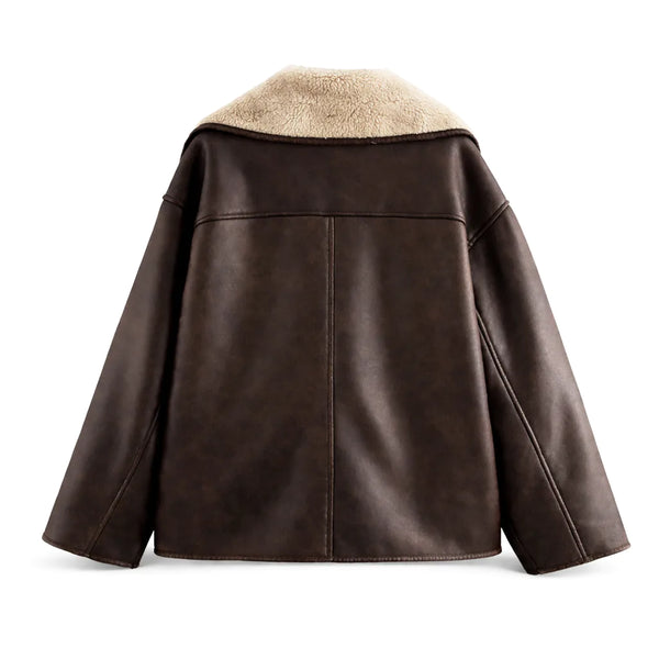 Blouson aviateur vintage femme marron
