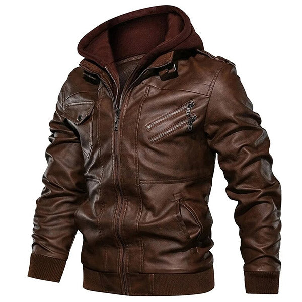 Blouson cuir aviateur capuche