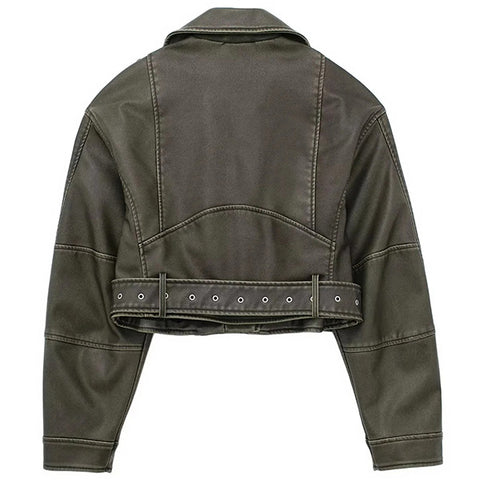 Blouson Aviateur Femme En Simili Cuir - Coupe Courte Et Ajustée - Manches Longues Zippées