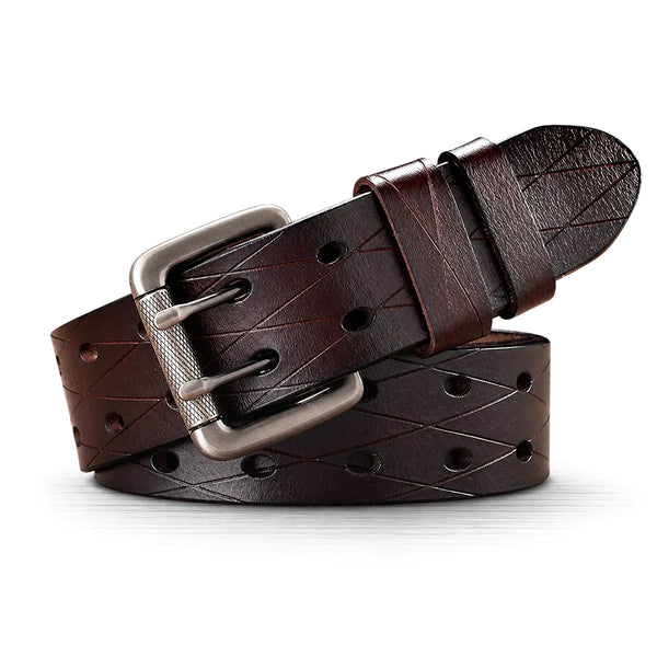 Ceinture militaire cuir marron homme