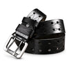 Ceinture militaire cuir noir boucle double ardillon