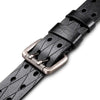 Ceinture militaire cuir noir double œillet