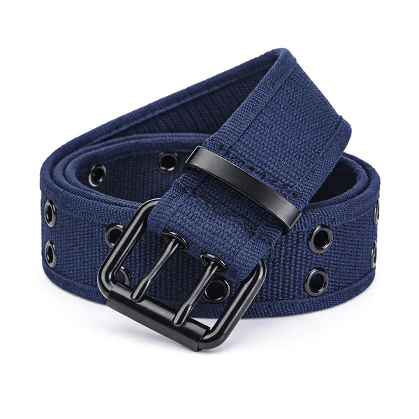 Ceinture tissu bleu marine avec boucle métallique
