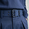 Ceinture tissu bleu marine à double œillets