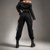 Pantalon cargo noir avec ceinture
