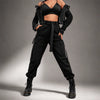 Pantalon cargo noir avec ceinture