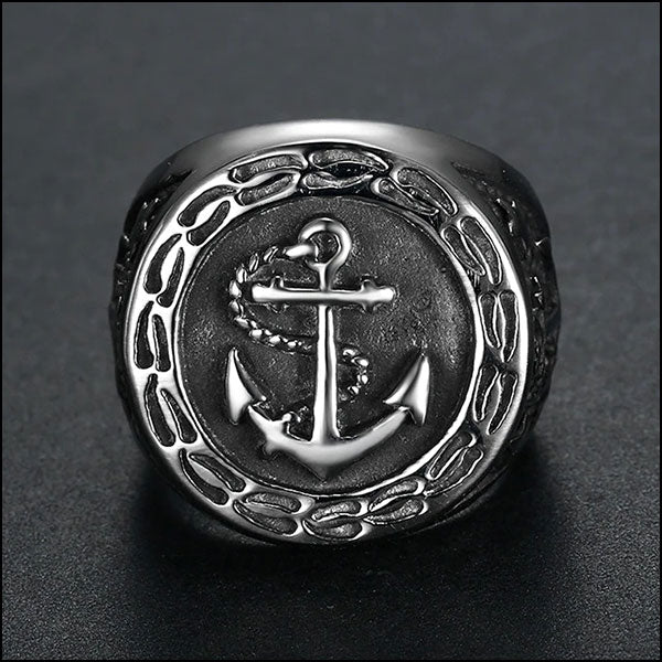 Bague ancre marine