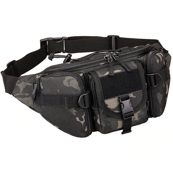 Sac Banane Militaire Tactique Imperméable MOLLE - Sac Ceinture Homme Multifonction Pour Randonnée Et Outdoor (Noir)
