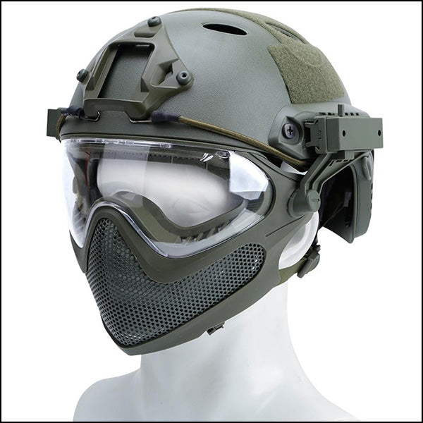 Casque Tactique Airsoft + Masque Intégral – Lunettes Amovibles 180° – Support NVG & Rails Latéraux – Léger 680g
