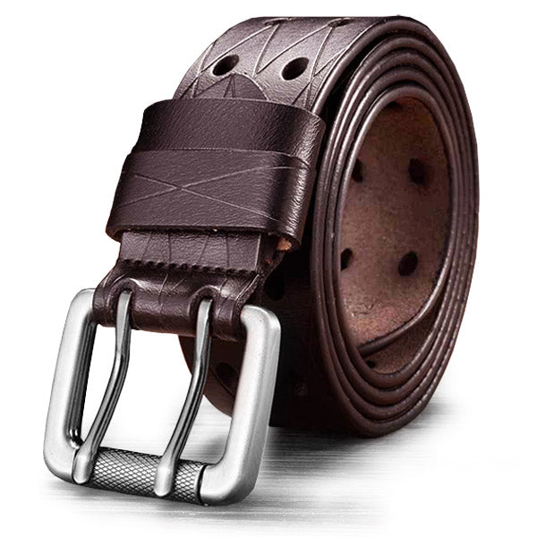 Bracelet montre type aviateur cuir de boeuf - à rivets Bracelet montre type aviateur cuir de boeuf - à rivets