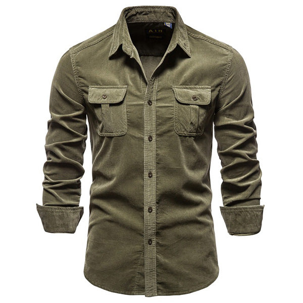 Chemise Militaire, Velours Homme - Main Image
