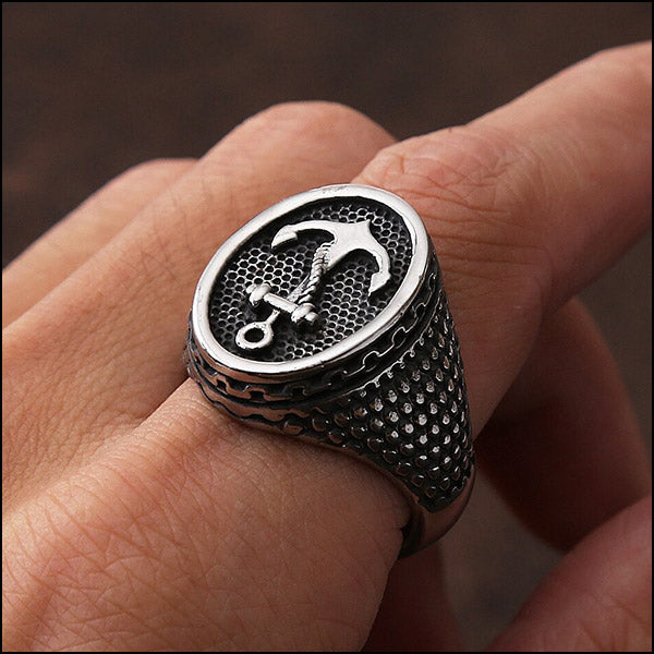 Bague Ancre Marine Homme Boutique Militaire1