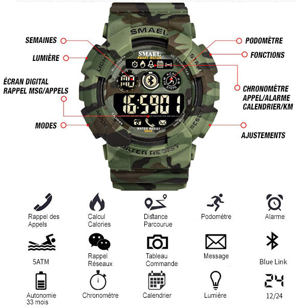 Montre camouflage militaire digital
