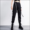 Pantalon cargo femme noir avec ceinture