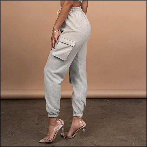 Pantalon cargo gris femme