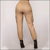 Pantalon cargo kaki femme taille haute
