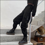 Pantalon cargo noir avec ceinture