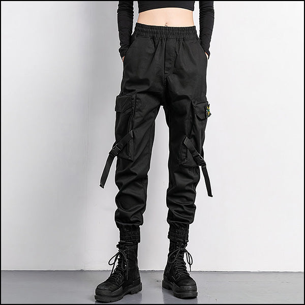 Pantalon Cargo, Noir Streetwear Japonais