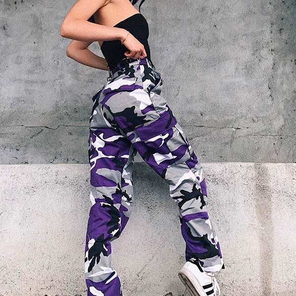 Pantalon militaire femme violet